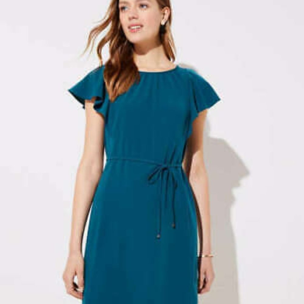 2P Loft Teal Flutter Sleeve Dress